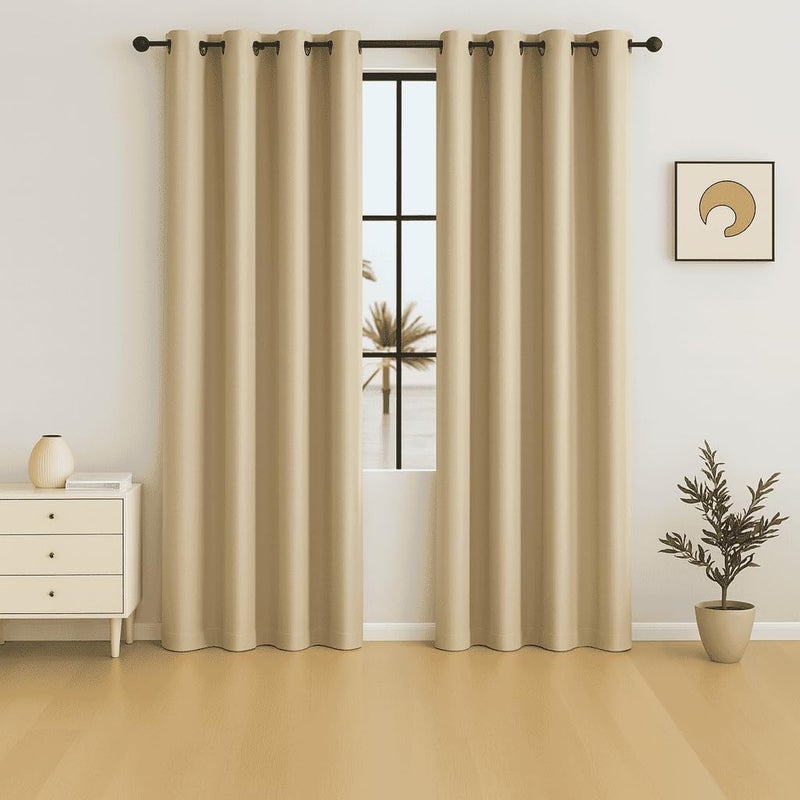 AMALI Elegant Blackout Curtains 2 Panel Set,16 Grommets, Size (L 274 x W 132) cm) for Living Room and Bedroom Shiny Polyester Fabric - Image 1