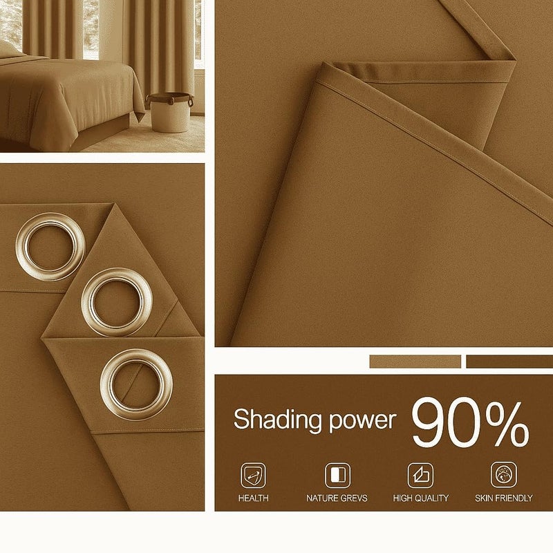 AMALI Elegant Blackout Curtains 2 Panel Set,16 Grommets, Size (L 274 x W 132) cm) for Living Room and Bedroom Shiny Polyester Fabric - Image 4