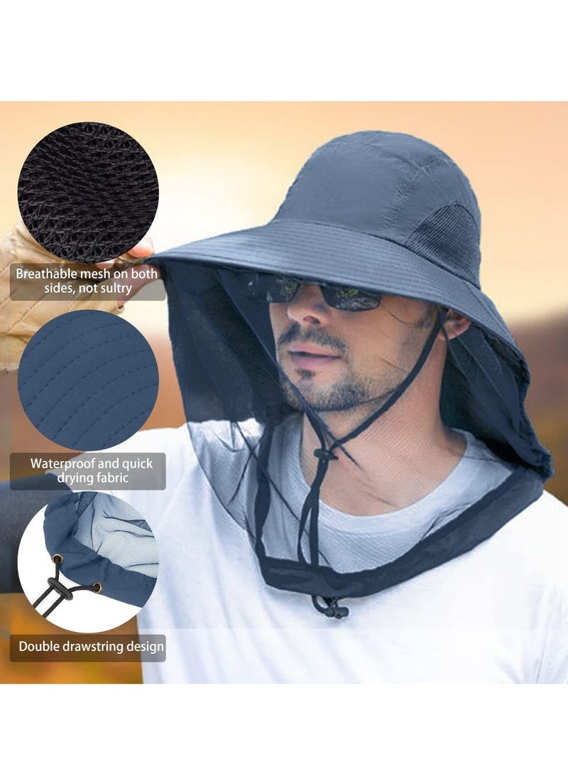 Captaintech Net Hat, Sun Hat Mosquito Head Net Hat Fishing Hat with Net Mesh, UPF 50+ Sun Protection with Hidden Netting for Outdoor Hiking Gardening Men Women (Navy Blue)  - Image 5