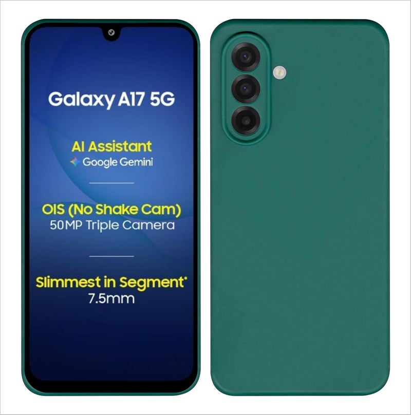 SBMS Silicone Back Cover Case for Samsung Galaxy A17 5G / Samsung F17 5G | Soft Micro-Fibre Lining Inside | Camera Protection Bump | Shockproof Back Cover Case for Sam A17/F17 5G (Green CandyCloth) - Image 1