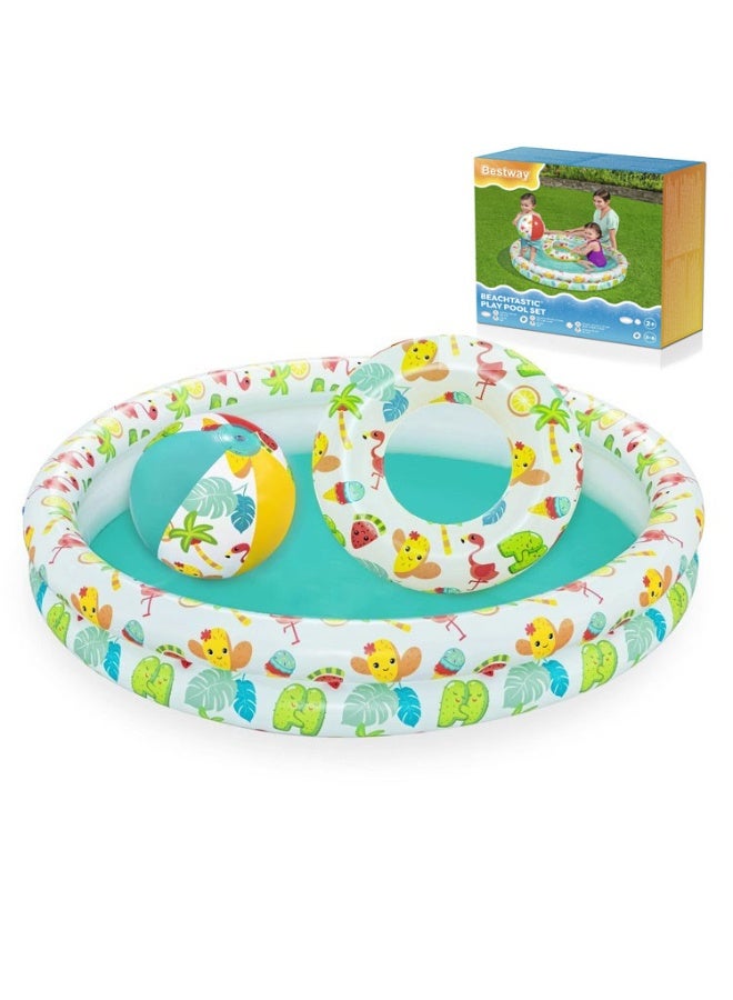 Bestway 3 Piece Play Pool Set，Inflatable Pool 122*20CM,Perfect Choice for Indoor Entertainment and Outdoor Activities for Kids - Image 1
