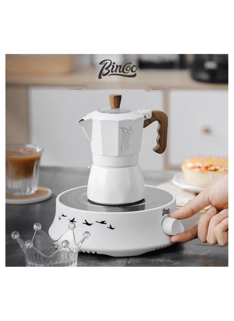 Bincoo - Coffee Pot, Moka Pot Italian Coffee Maker 6 cup/10 OZ Stovetop Espresso Maker for Gas or Electric Ceramic Stovetop Camping Manual Cuban Coffee Percolator for Cappuccino or Latte - Image 1