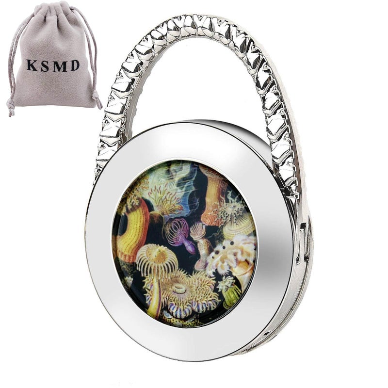 KSMD Purse Hooks for Table and Bars,Portable Purse Hanger Organizers Hooks Handbag Holder Pocketbook Holder Bag Storage for Desk Bag Hook,Foldable Folding Table Hook Hanger (Benthos) - Image 1