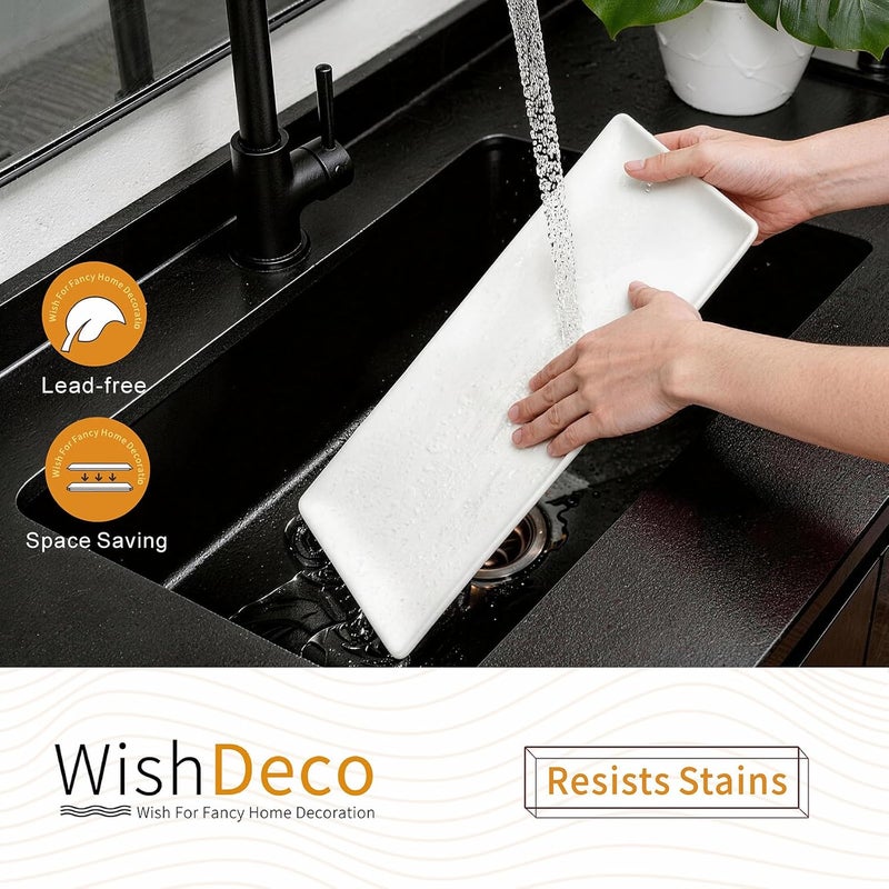 WishDeco Large White Serving Trays Set of 2, Ceraimc Serving Platter 40x19 cm, Rectangle Serving Plates for Cookie, Appetizer, Charcuterie, Snack, Dessert, Party Food Display - Image 4