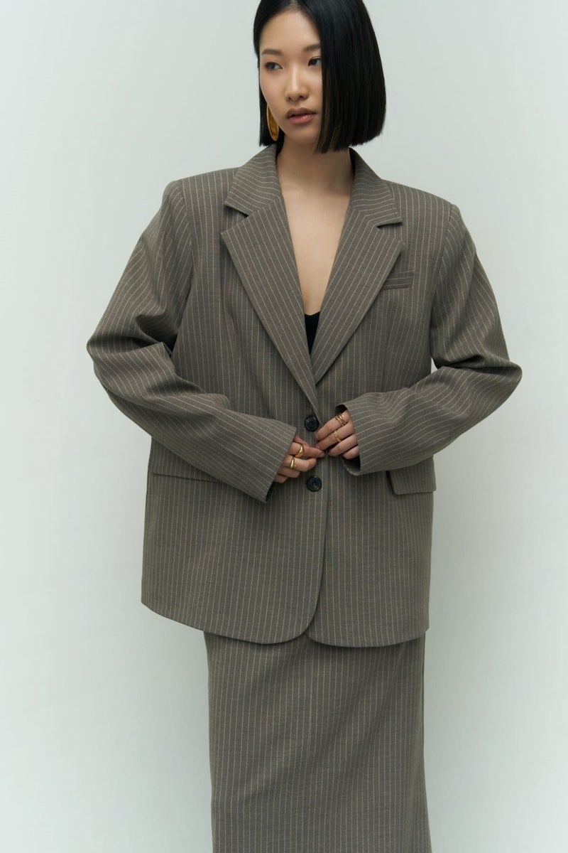 Mai Collection Bruno Striped Smoke Blazer  - Image 2