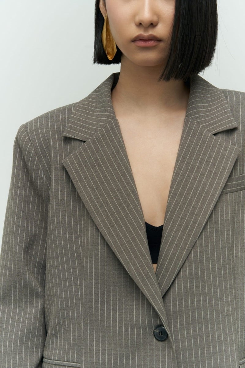 Mai Collection Bruno Striped Smoke Blazer  - Image 4