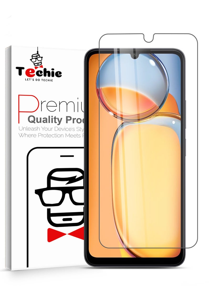 Techie HD Tempered Glass Screen Protector for Xiaomi Redmi 13C 4G / Poco C65 - Anti Reflection Anti Bubbles 9H Hardness 0.33 mm Rounded Edges Easy Installation - Image 1