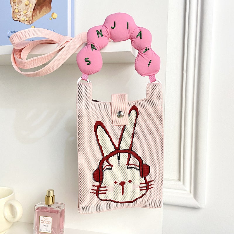 Cute Phone Bag Cartoon Cat Knitted Bag Original Design Handbag Knitted Mini Single Shoulder Crossbody Coin Purse - Image 1