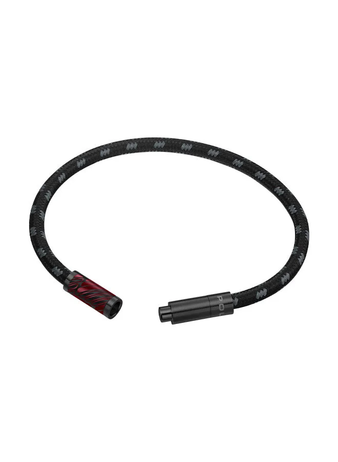 POLICE Plaint Black Cord With Black And Red Motif Gents BraceletPEAGB0033202