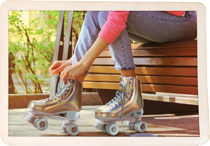GEM SKATES GEM QUAD ROLLER SKATES - Holographic Blue, Size 3-6 - Image 2