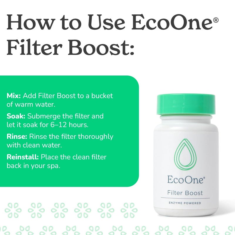 Eco One Filter Boost by EcoOne | Enzyme-Powered Hot Tub & Spa Filter Cleaner | Hot Tub Filter Cleaner Soaking Solution to Maintain Filter Efficiency | Deep Cleans Filter Fibers, 2 Oz - Image 3