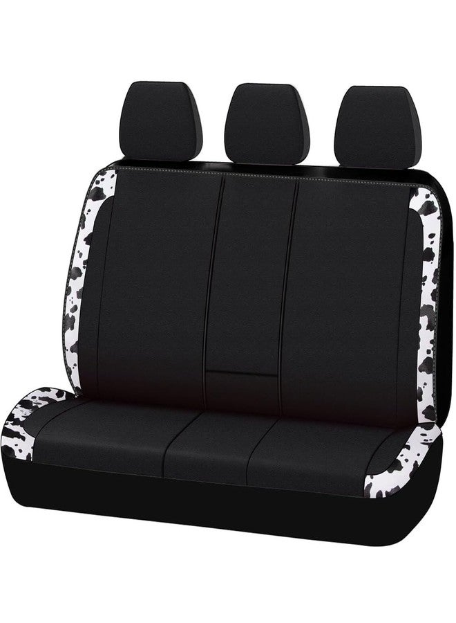 Flying Banner Neoprene Rear Bench car seat Covers car seat Protectors Split 40/60 60/40 (Cow Print & Black, Neoprene) - Image 1