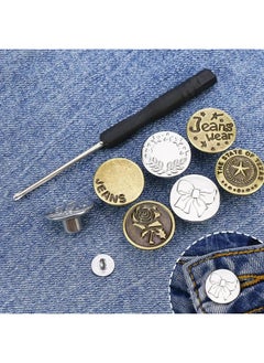 Plan A 10 Pieces Seamless Replacement Jeans Buttons - 17mm Removable Adjustable Metal Buttons with Screwdriver, Waist Adjuster for Men Women, Easy to Install and Firm Repair Kit  - Image 2