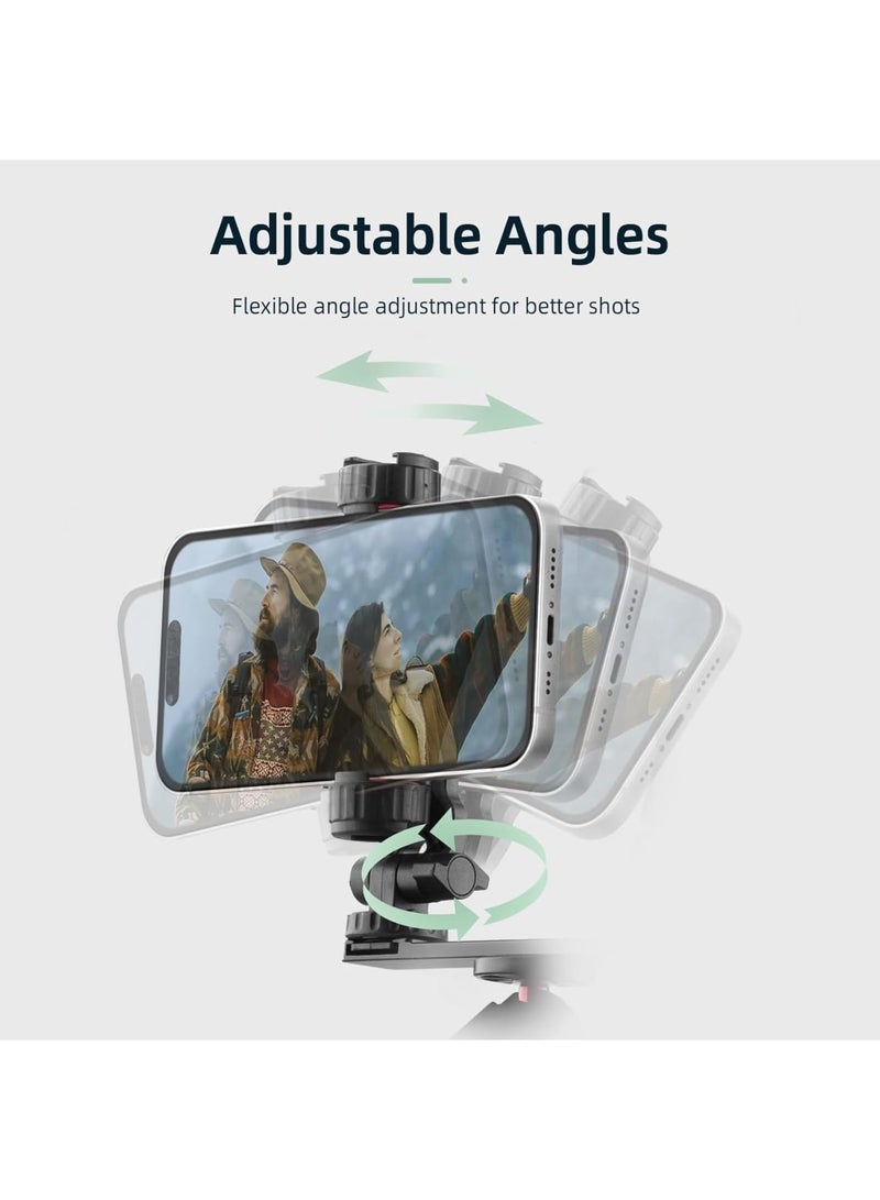 SYOSI Phone Holder Mount for DJI Osmo Pocket 3, Metal Expansion Adapter Clip with 1/4” Screw and Cold Shoe, Compatible with Tripod and Selfie Stick, Stable Phone Grip for Creator Combo Accessories (Black) - Image 4