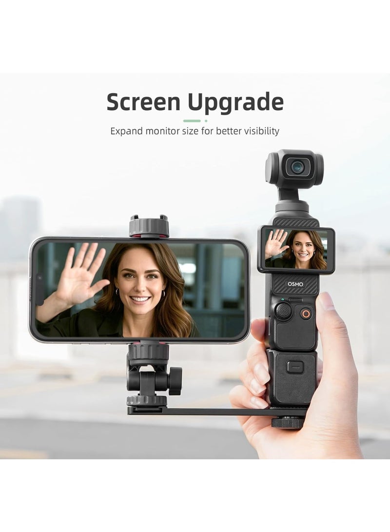 SYOSI Phone Holder Mount for DJI Osmo Pocket 3, Metal Expansion Adapter Clip with 1/4” Screw and Cold Shoe, Compatible with Tripod and Selfie Stick, Stable Phone Grip for Creator Combo Accessories (Black) - Image 5