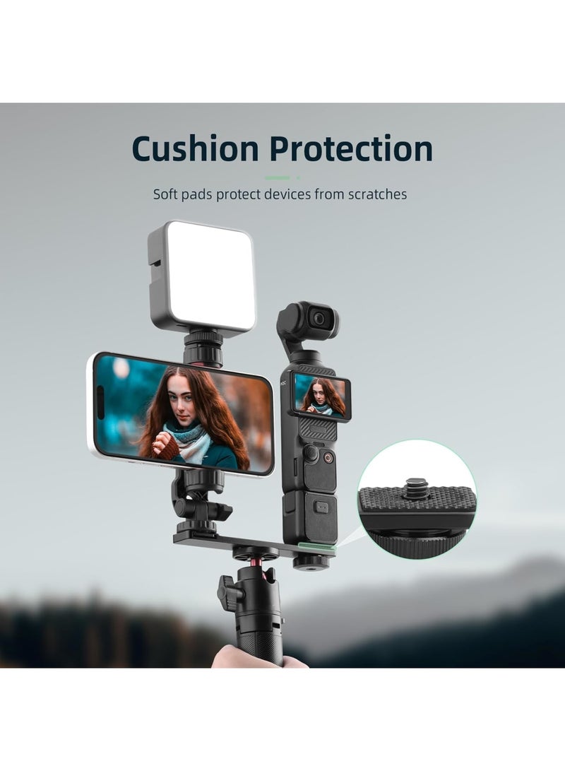 SYOSI Phone Holder Mount for DJI Osmo Pocket 3, Metal Expansion Adapter Clip with 1/4” Screw and Cold Shoe, Compatible with Tripod and Selfie Stick, Stable Phone Grip for Creator Combo Accessories (Black) - Image 2