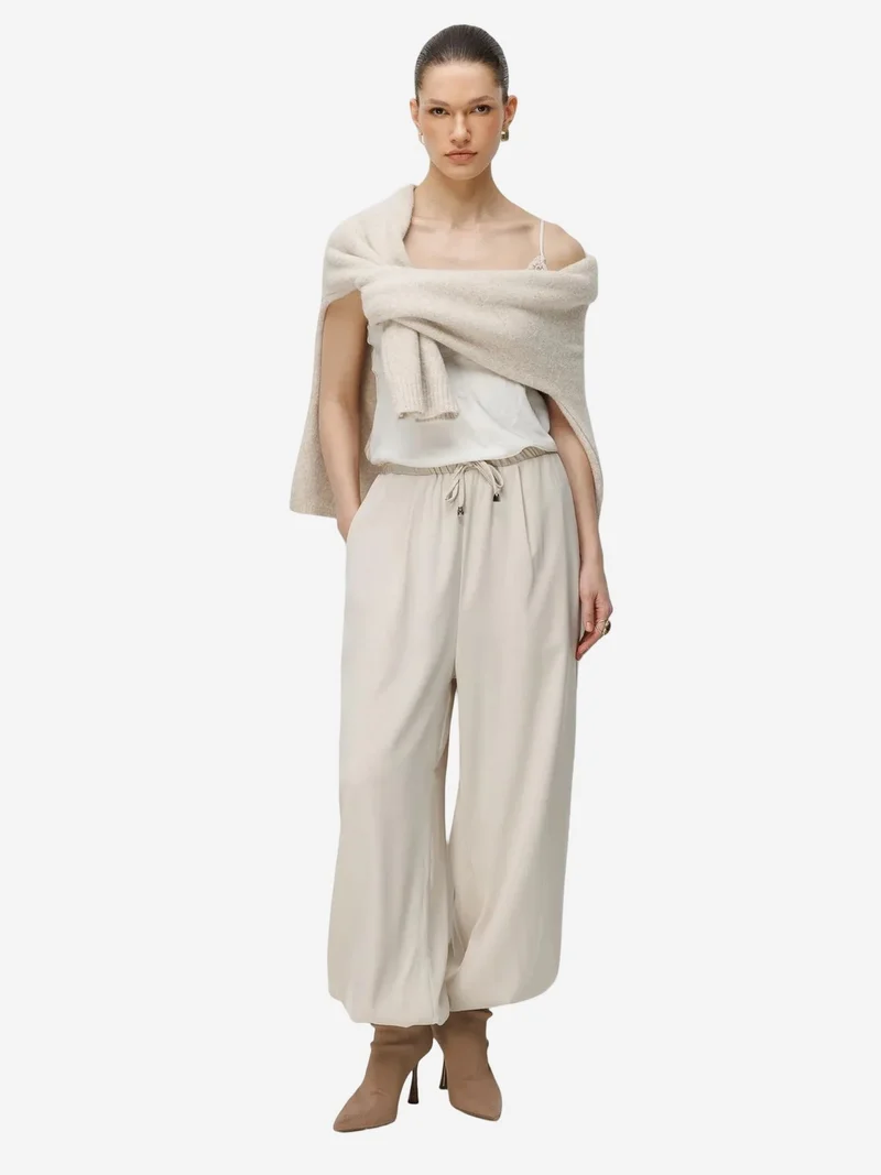 MixRay MIXRAY Textured Long Jogger Pants with Drawstring Waist and Pocket