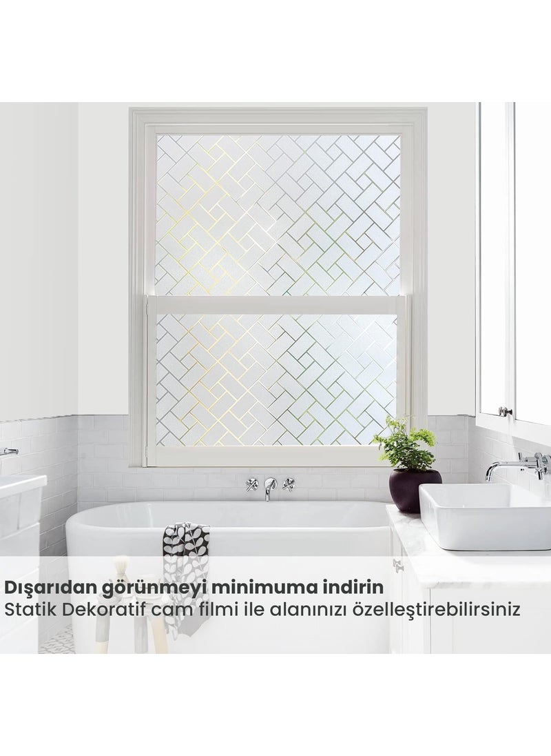 Technosmart 45CMX100CM Frosted Patterned Glass Coating Film Static Shower Cabin Office Decoration Foil  - Image 3