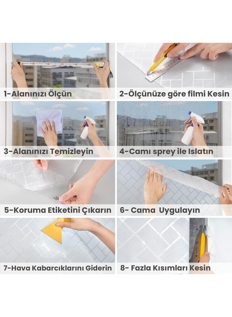 Technosmart 45CMX100CM Frosted Patterned Glass Coating Film Static Shower Cabin Office Decoration Foil  - Image 5
