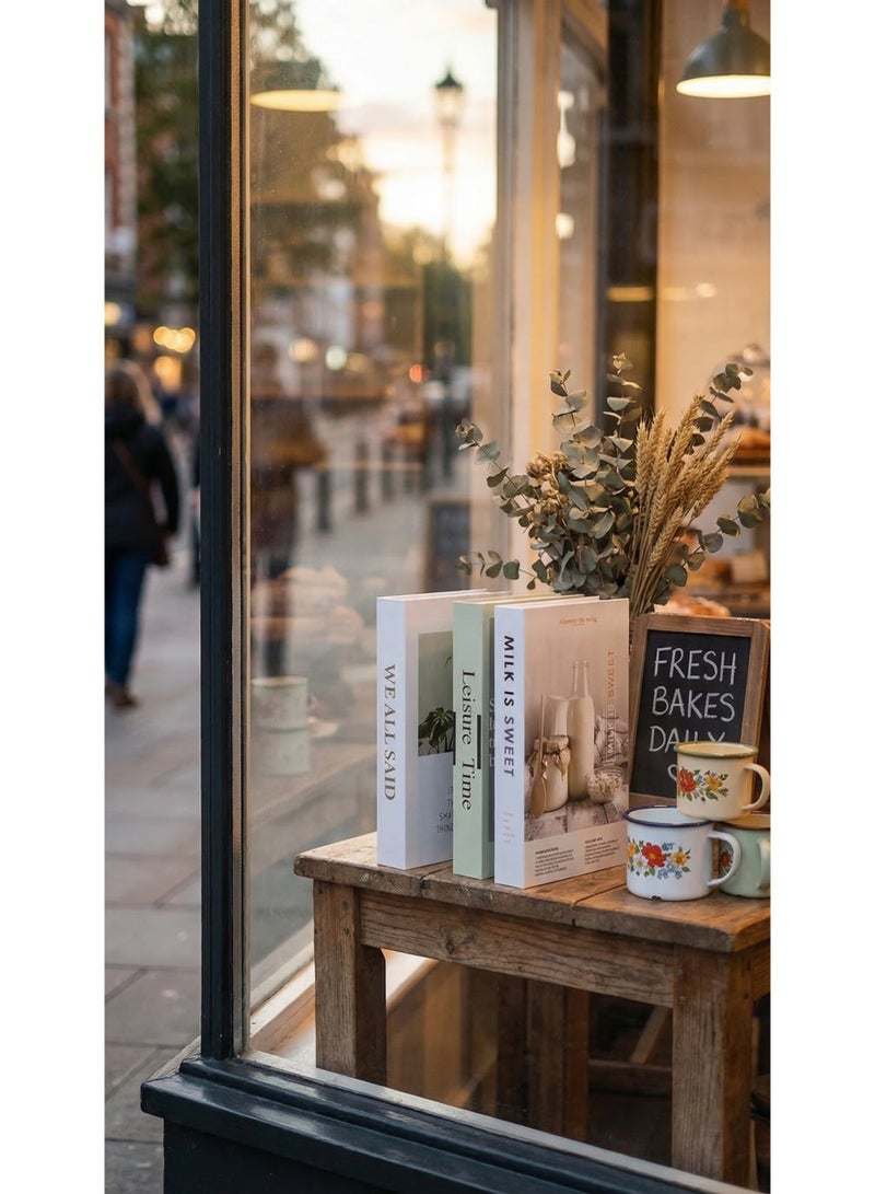 NIBEMINENT 3 Pcs Decorative Faux Books for Home Decor – Modern Fake Books for Coffee Table, Bookshelf & Bedroom, Stacked Book Set for Aesthetic Decor - Image 2