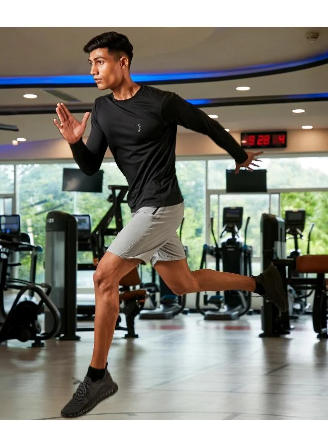 Campus Sutra CS Life Men's Solid Black Activewear T-Shirt For Casual Wear | Crew Neck | Long Sleeve | Anti-Odor | Dri-Fit | Jersey T-Shirt Crafted With Comfort Fit & High-Performance