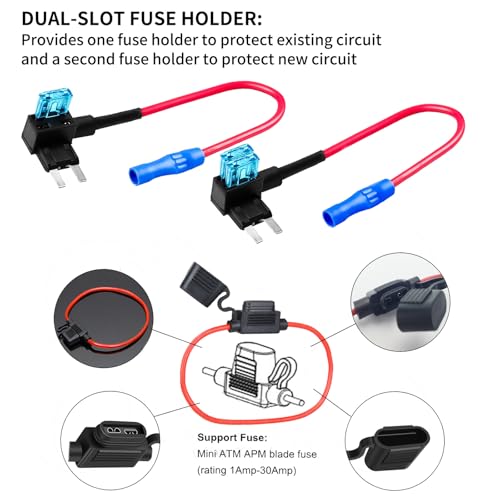 MuHize Mini ATM Fuse Tap Kit with 16 AWG Wiring - 120 Pcs 5A to 30A Fuses for Car RV Camper | Locking Holder Design - Image 2
