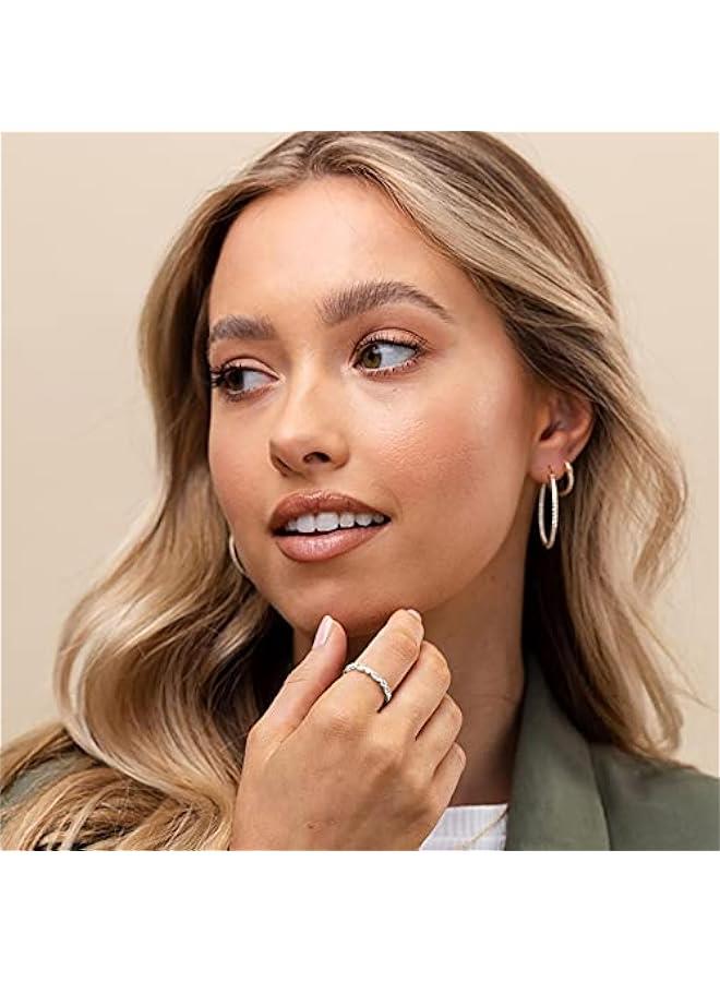 PAVOI 14K Gold Plated Cubic Zirconia Band | Round Milgrain Eternity Bands | Gold Rings for Women - Image 2