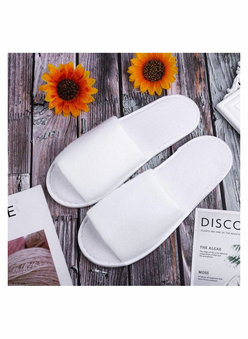 Y&D Disposable Spa Slippers, Closed Toe White Slippers Hotel Guest for Girls Women and Men, 12 Pairs  - Image 2