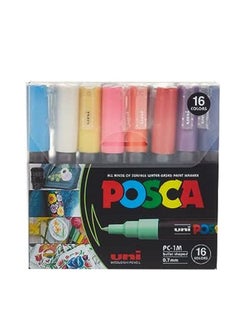 POSCA 16-Piece Round Shaped Paint Marker Set 0.7mm Multi color  - Image 1