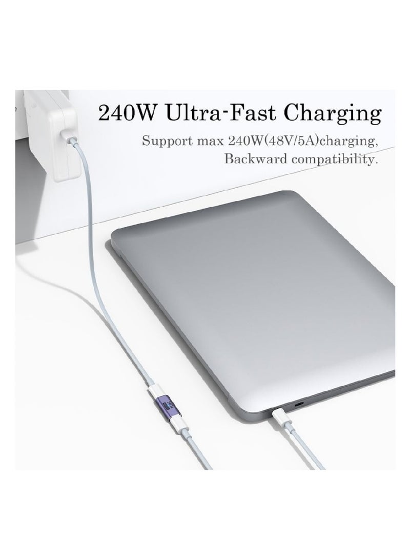 240W USB C Coupler (2 Pack), USB Type C Female to Female Adapter Extender Compatible with Thunderbolt 4/3 Support up to 240W Charging, 40Gbps Data Transfer and 8K@60Hz Video - Image 3