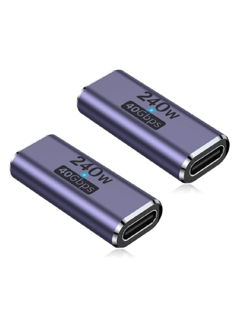 240W USB C Coupler (2 Pack), USB Type C Female to Female Adapter Extender Compatible with Thunderbolt 4/3 Support up to 240W Charging, 40Gbps Data Transfer and 8K@60Hz Video - Image 1