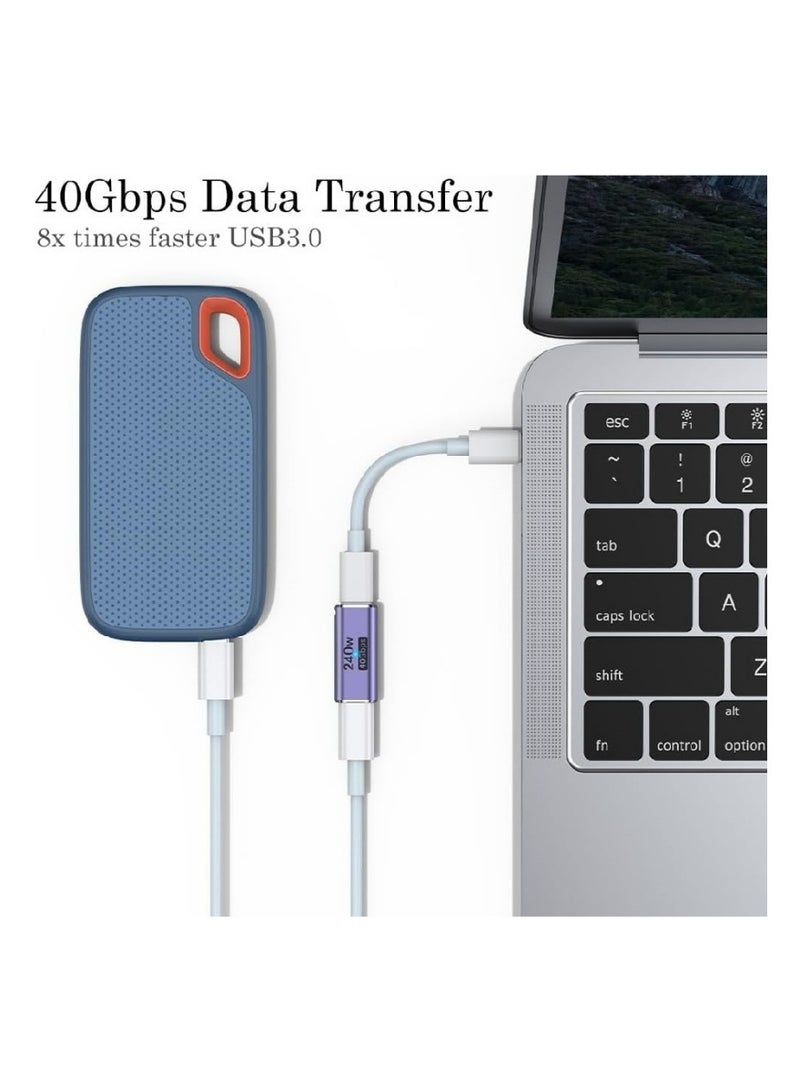 240W USB C Coupler (2 Pack), USB Type C Female to Female Adapter Extender Compatible with Thunderbolt 4/3 Support up to 240W Charging, 40Gbps Data Transfer and 8K@60Hz Video - Image 4