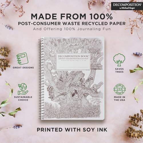 Decomposition Screech Owls College Ruled Spiral Notebook - 9.75 x 7.5 Journal with 160 Lined Pages - 100% Recycled Paper - Cute Notebooks for School Supplies, Home & Office - Made in USA - Image 3