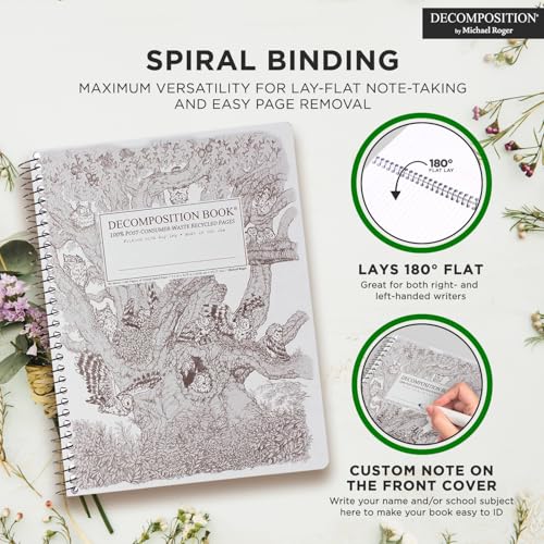 Decomposition Screech Owls College Ruled Spiral Notebook - 9.75 x 7.5 Journal with 160 Lined Pages - 100% Recycled Paper - Cute Notebooks for School Supplies, Home & Office - Made in USA - Image 5