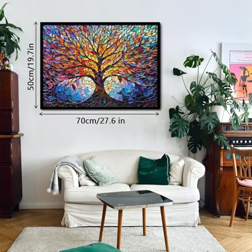 iDream 1000 قطعة لغز الصور المقطوعة – تصميم ثلاثي الأبعاد فني، ديكور جداري ملون، لغز تحدي هدية للأصدقاء والعائلة (زجاج ملون - شجرة الحياة) - Image 4