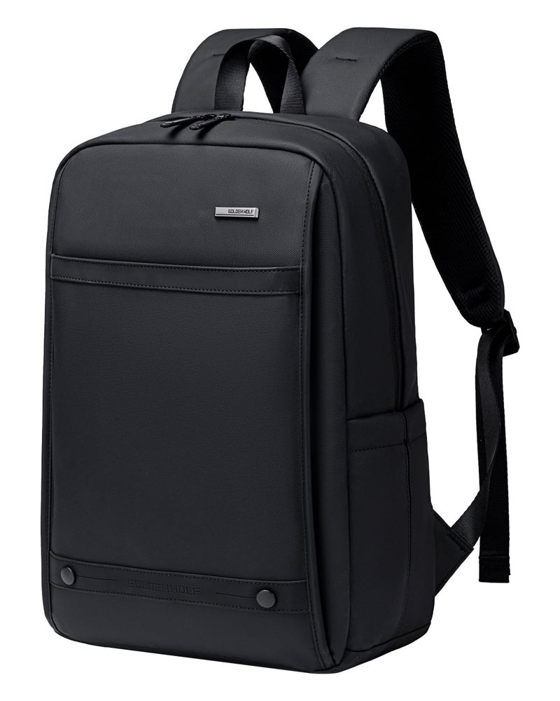 GOLDEN WOLF Slim Laptop Backpack for Men Women Lightweight 15L Backpack for Daily Use Water-resistant Multiple Pocket 15.6-inch Lapotp Bag for Office College,Black - Image 1