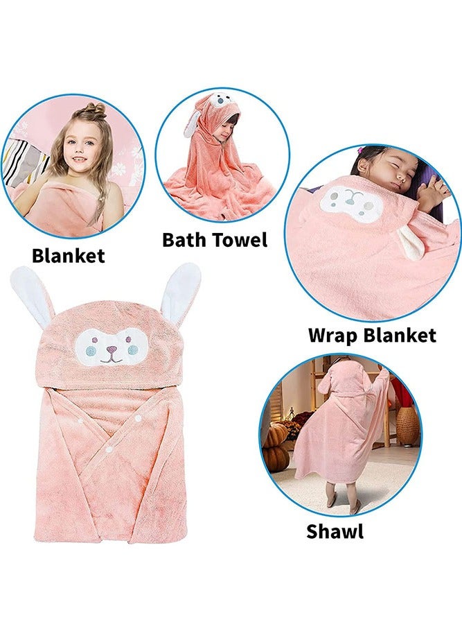 Hooded Baby Towel, Kids Bath Towels with Hood Blanket Bathrobe Coral Fleece Bathrobe for Boys Girls  - Image 2