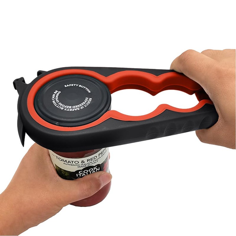 Otstar Jar Opener Bottle Opener and Can Opener for Weak hands, Seniors with Arthritis and Anyone with Low Strength, Mutil Jar Opener Get Lids Off Easily (Black and Red) - Image 1