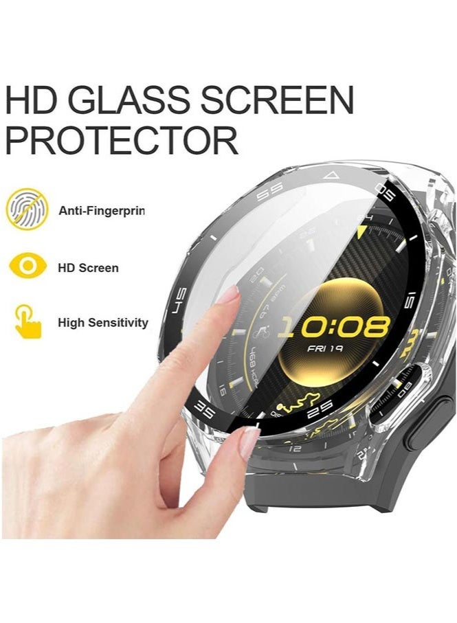 HL-Tech Case for Huawei Watch GT6 Pro 46mm PC Case with Tempered Glass Screen Protector with Bumper Guard Protective Cover Touch For Huawei GT 6 Pro 46mm (Clear) - Image 3