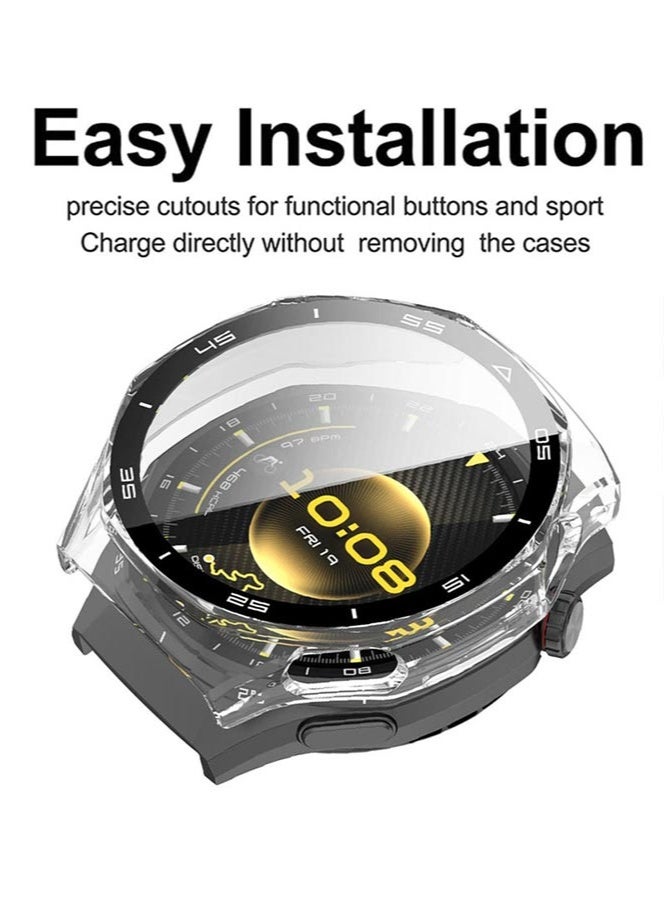 HL-Tech Case for Huawei Watch GT6 Pro 46mm PC Case with Tempered Glass Screen Protector with Bumper Guard Protective Cover Touch For Huawei GT 6 Pro 46mm (Clear) - Image 4