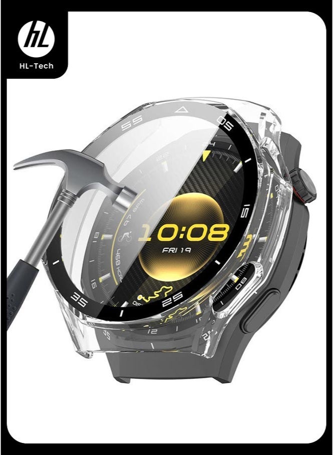 HL-Tech Case for Huawei Watch GT6 Pro 46mm PC Case with Tempered Glass Screen Protector with Bumper Guard Protective Cover Touch For Huawei GT 6 Pro 46mm (Clear) - Image 1