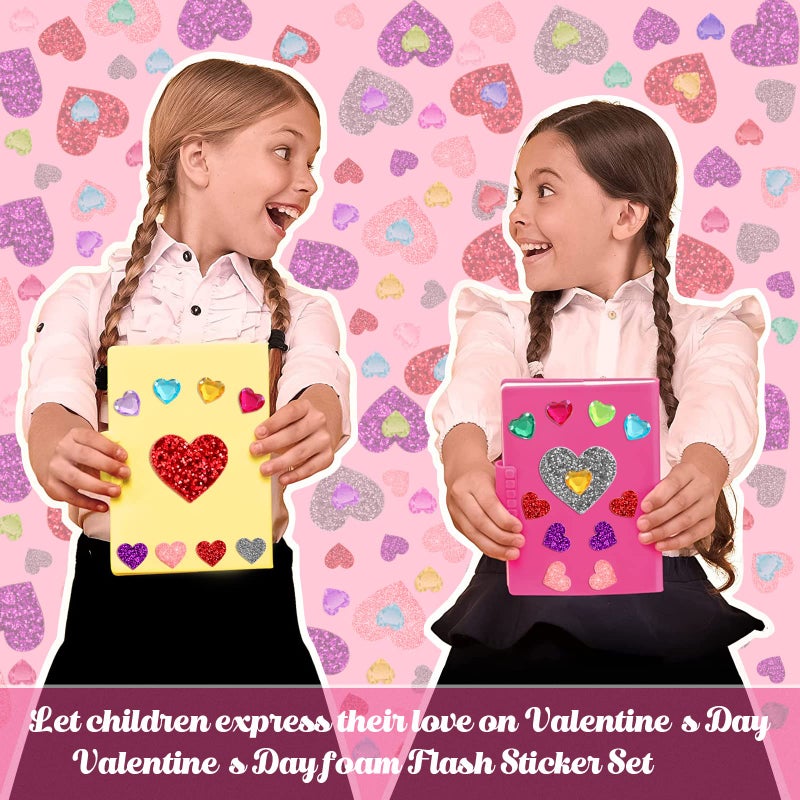 Natonhi 872 Pcs Valentines Heart Stickers  3 Sizes 5 Colors Self-Adhesive Glitter Foam Heart Shape Craft Supplies Stickers With Heart Shaped Gem Stickers For Kids Valentine'S Day Decoration - Image 5