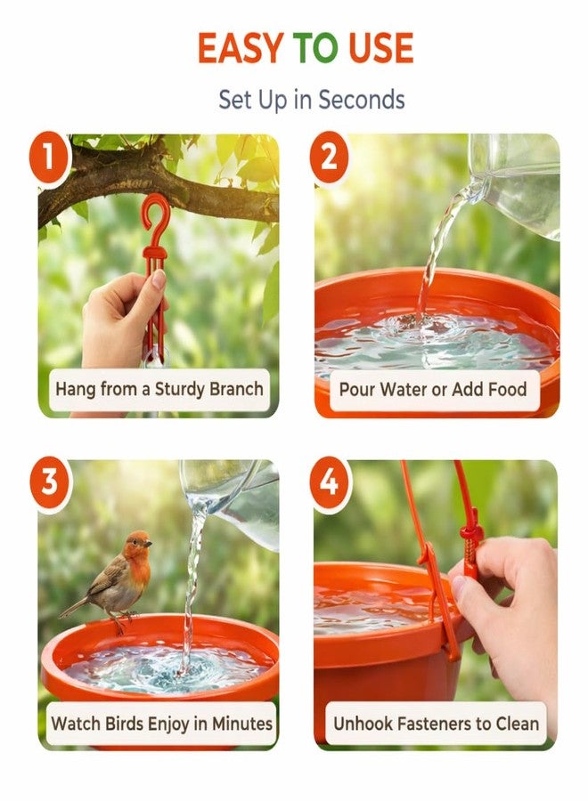 HOYEHOLA Hanging Bird Water Feeder Bowl for Garden, Balcony & Outdoor | 2-in-1 Bird Feeder & Water Bath | Durable Weather-Resistant Plastic Tray with Hook | Attract Birds Easily (1 Pc) - Image 4