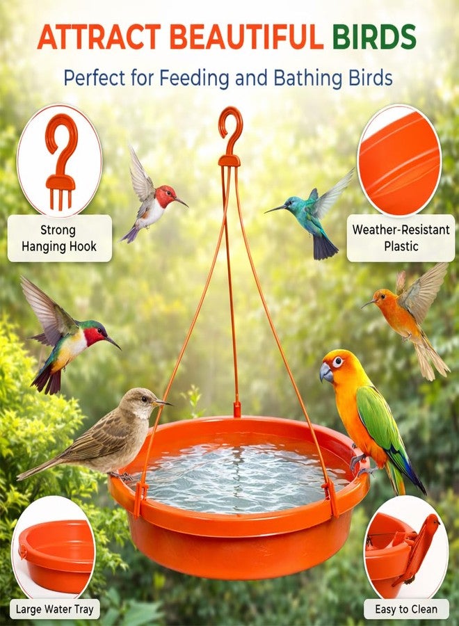 HOYEHOLA Hanging Bird Water Feeder Bowl for Garden, Balcony & Outdoor | 2-in-1 Bird Feeder & Water Bath | Durable Weather-Resistant Plastic Tray with Hook | Attract Birds Easily (1 Pc) - Image 2