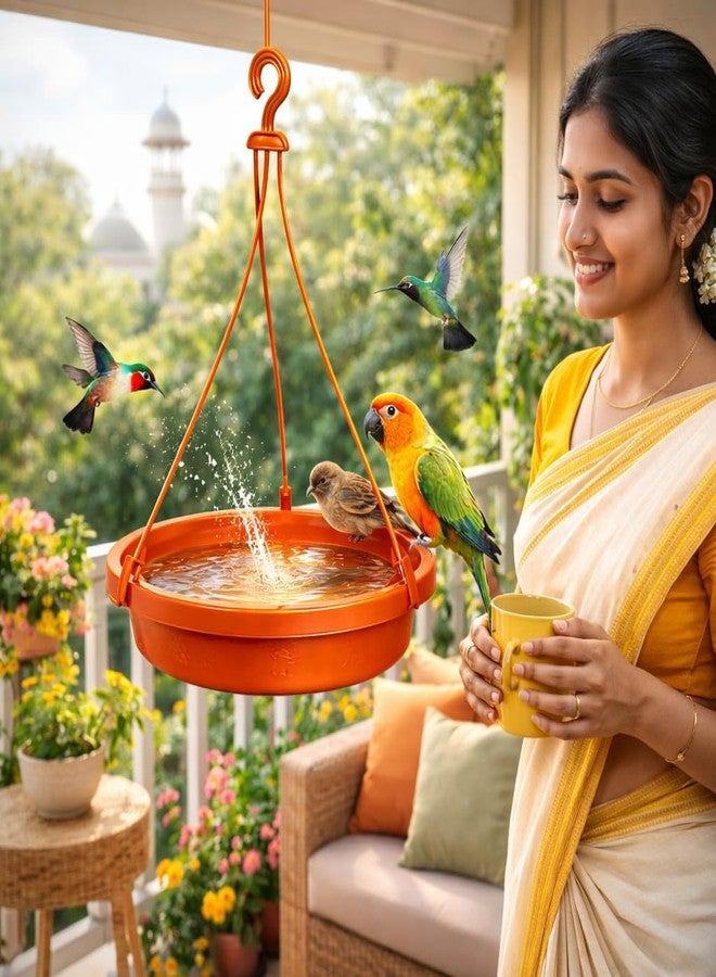 HOYEHOLA Hanging Bird Water Feeder Bowl for Garden, Balcony & Outdoor | 2-in-1 Bird Feeder & Water Bath | Durable Weather-Resistant Plastic Tray with Hook | Attract Birds Easily (1 Pc) - Image 1