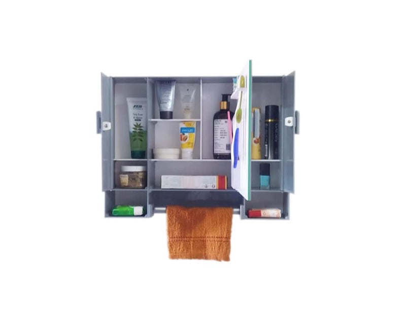 WINACO Diplomat Grey Acrylic 3 MM Thickness 20 x 4 x 16 Inch Three Door Bathroom Wall Mirror Cabinet - Image 3