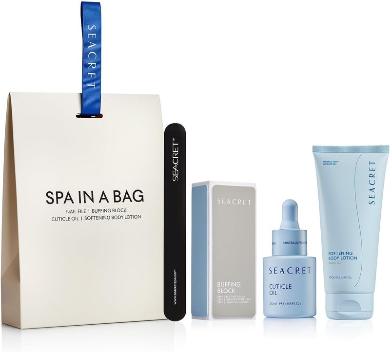 SEACRET Minerals Nail Care Collection, DIY Salon Manicure, Dead Sea Finger & Toenail Treatment Set with File, 3-Way Buffer Block, 1 Oz Cuticle Oil, & 6.8 Oz Body Lotion, All Skin Types, 4 Piece Kit - Image 1