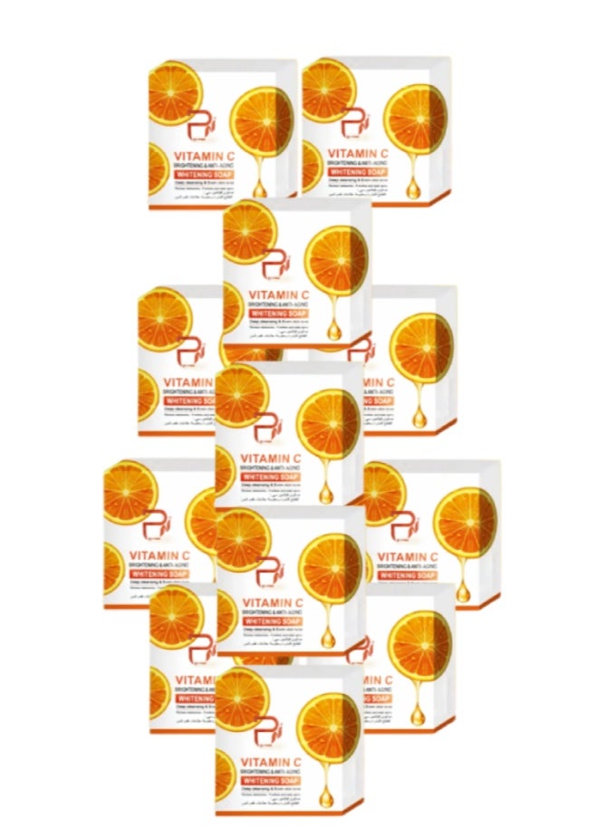 PYRON 12 Pieces Vitamin C Brightening And Anti-Aging Whitening Soap Orange 100grams  - Image 1
