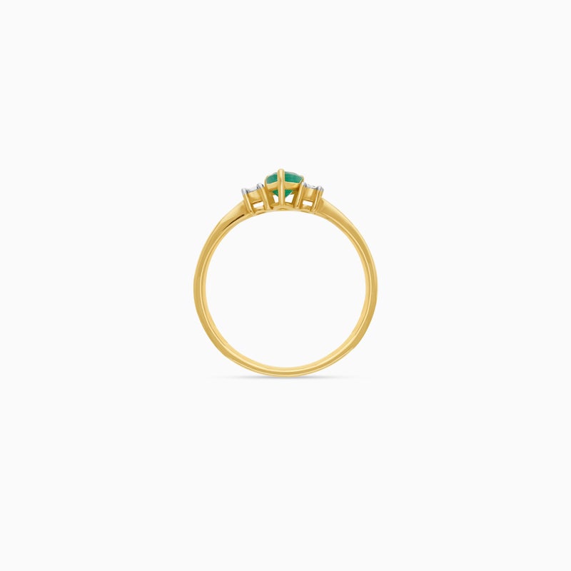 Jawhara Jewellery خاتم من الذهب الأصفر عيار 18 للنساء، شكل كمثرى من الزمرد وأحجار الماس الطبيعية، مجموعة المجوهرات الفاخرة الكلاسيكية، خاتم بيان أنيق، هدية حجر الميلاد لشهر مايو من جوهرة للمجوهرات - Image 4