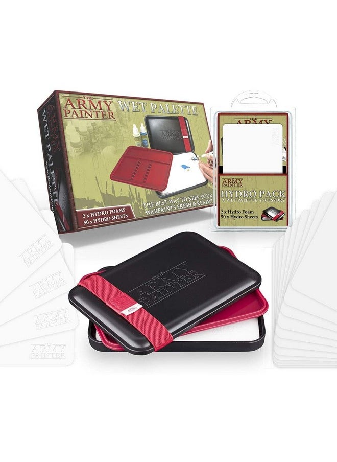 The Army Painter - Wet Palette For Acrylic Painting & Hydro Pack Paper Palette Bundle Premium Wet Palette For Miniatures With 100 Palette Paper Sheets & 4 Wet Palette Sponges Painting Palette With Lid - Image 1